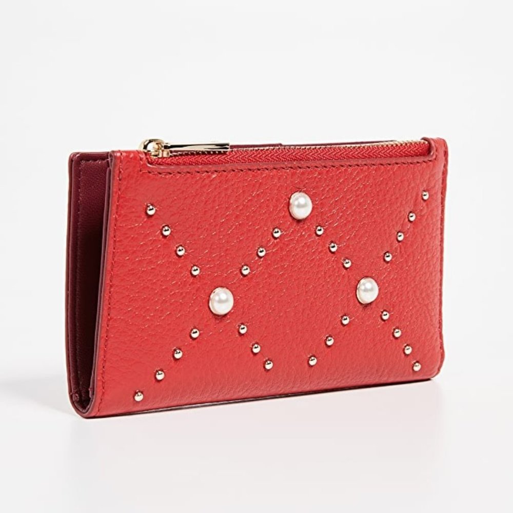 Kate Spade Red Mikey Pearl Bifold Wallet